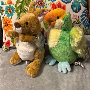 NWT 2 Webkinz never opened tag Parrot and kangaroo